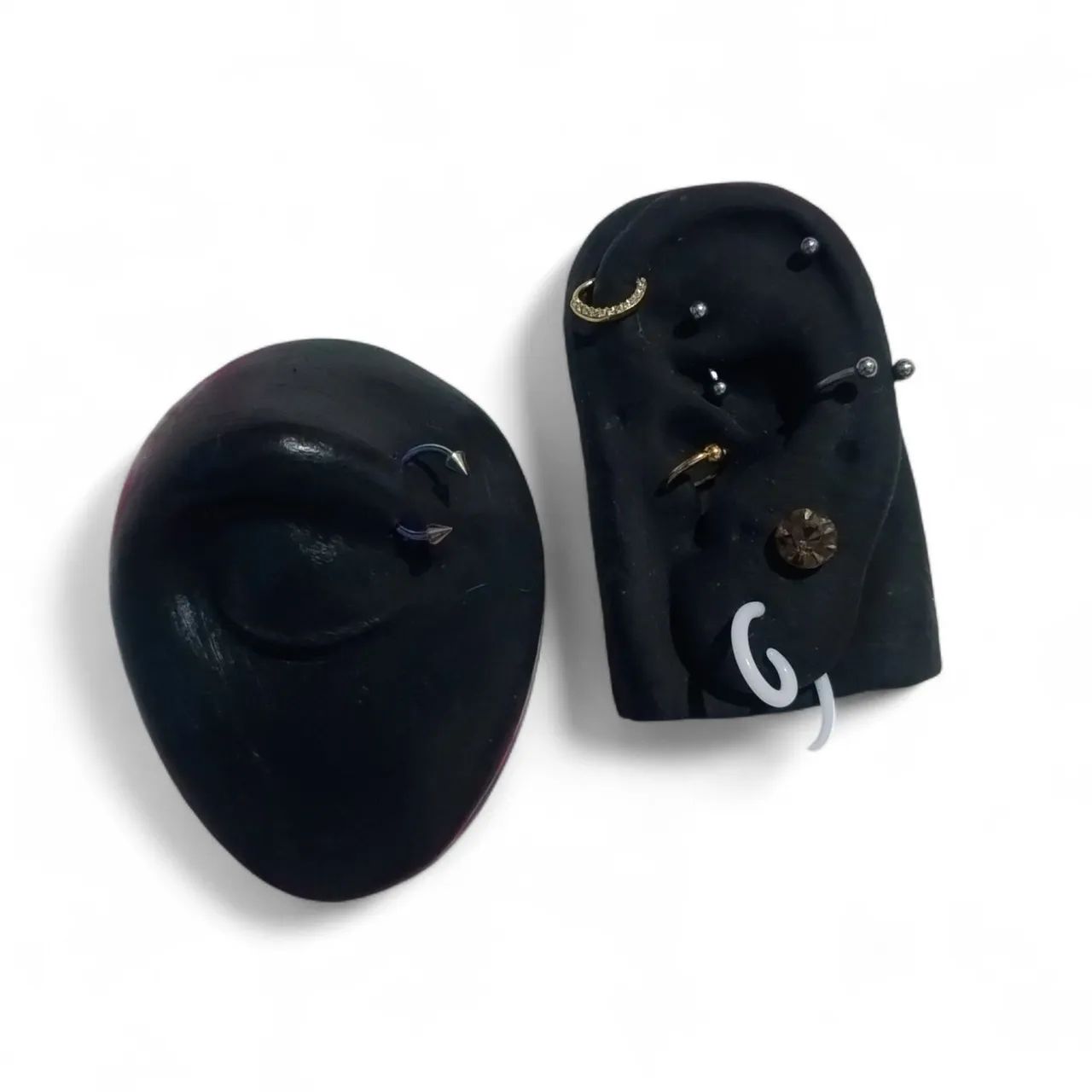 Kit Orelhas e Sobrancelha de Silicone para Treino de Piercing Profissional