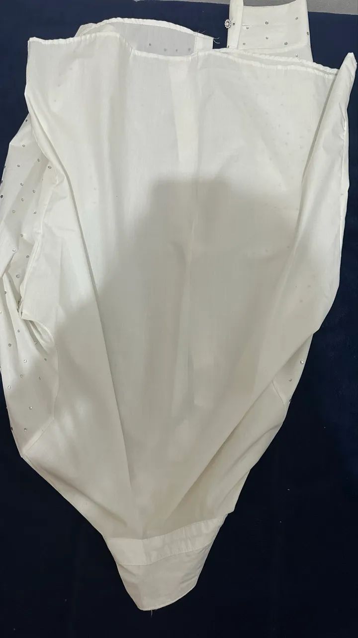 camisa social branca c brilho 