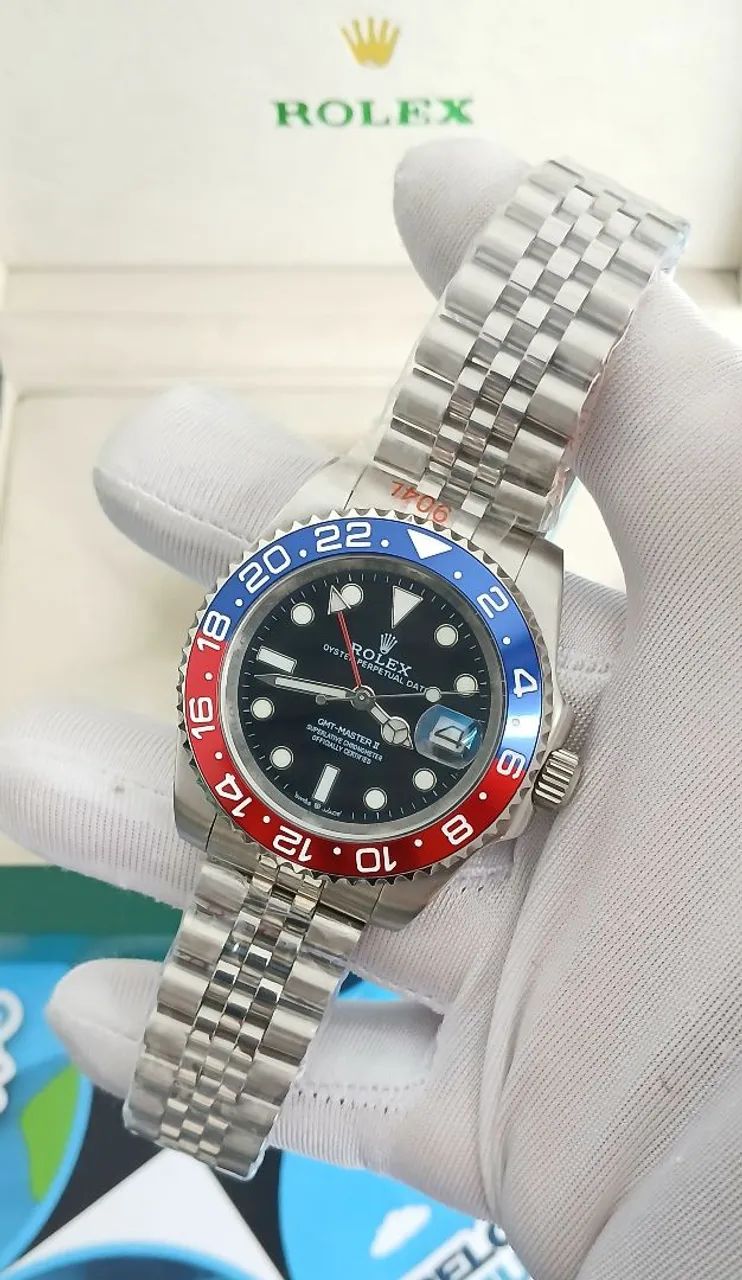 RELOGIO GMT MASTER AZUL E VERMELHO AUTOMÁTICO  - Foto 5