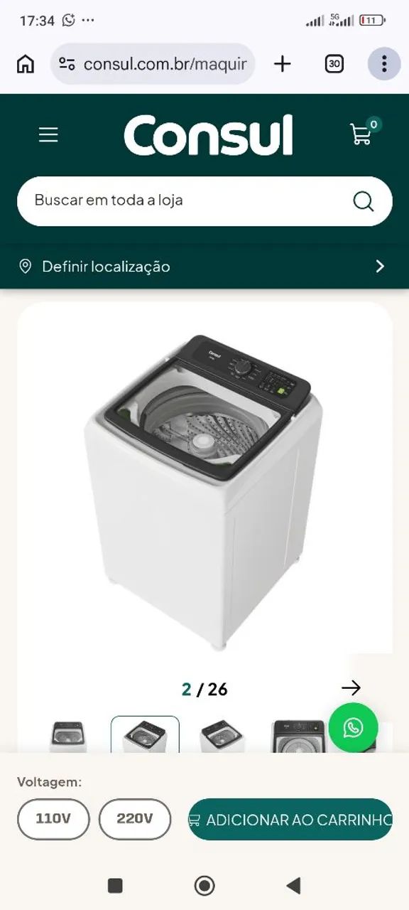 Máquina de lavar nova