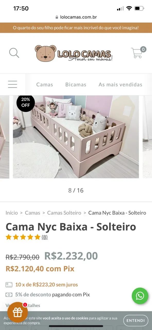 Cama nyc baixa, solteiro, rose! Pouco uso - Foto 3