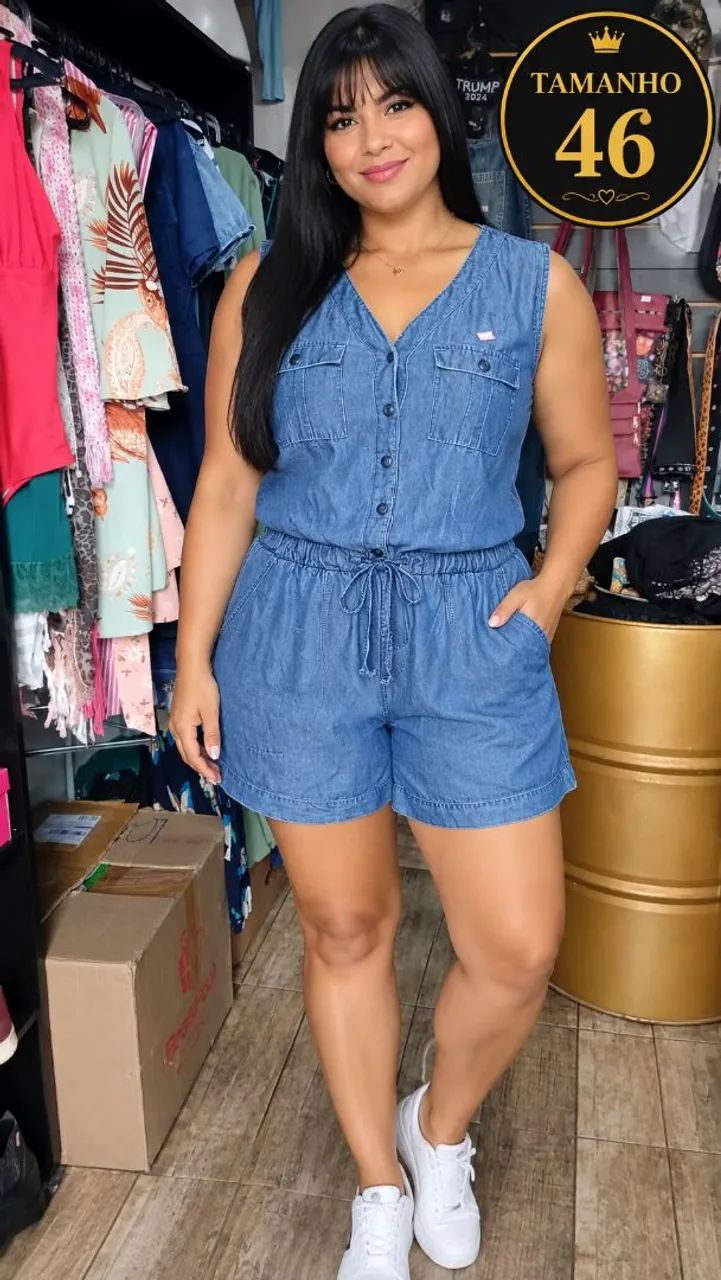 UM Macacão jeans e dois vestidos N46 