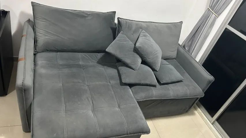 sofa retratil 2 metros cinza escuro