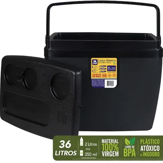 Caixa Térmica Cooler 36L Preta BEL  - Foto 4