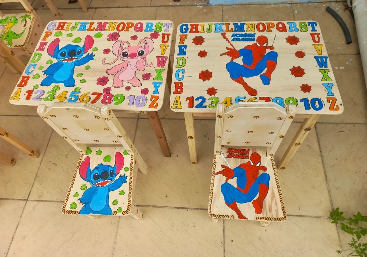 Kit Infantil de Madeira Mesa+ Cadeira  - Foto 3