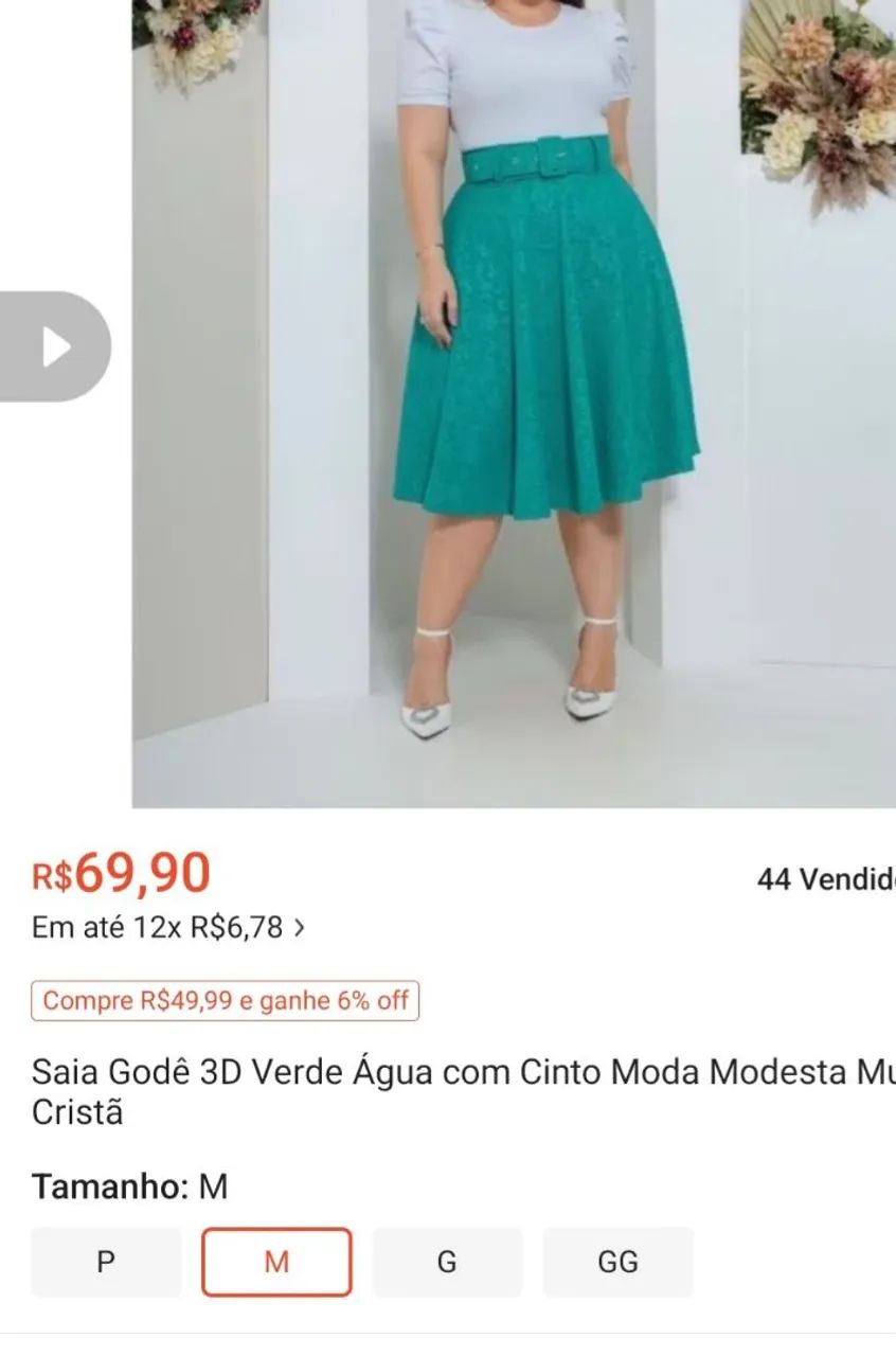 Saia linda nova M com cinto 