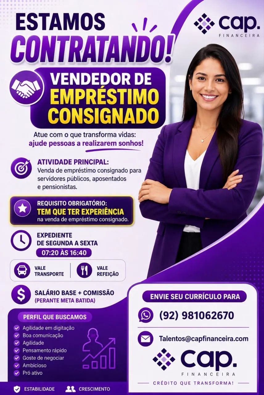 Oportunidade para área de vendas 