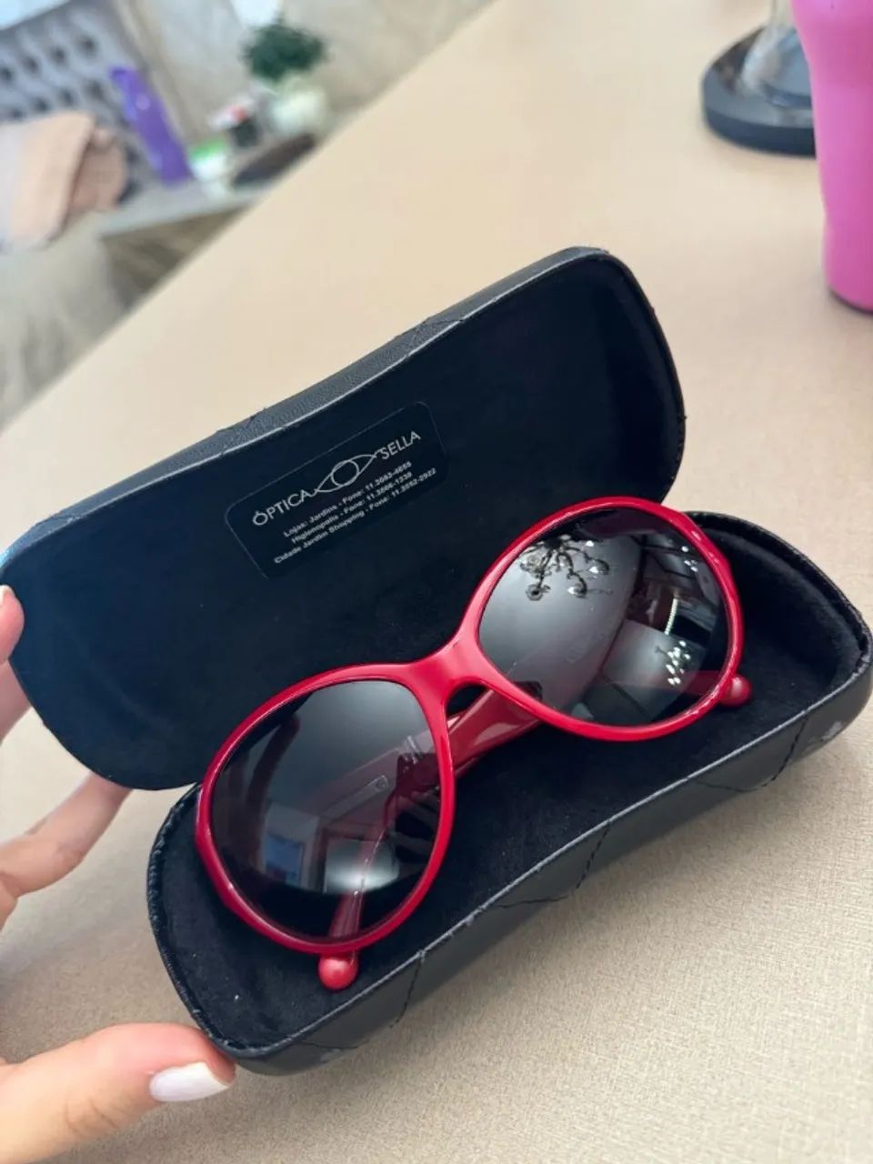 óculos chanel original vermelho