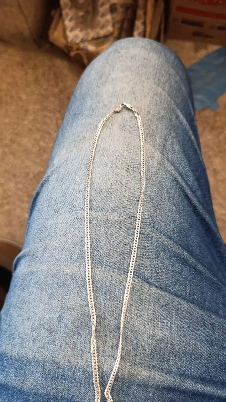 Corrente prata elo dublou 60 cm 3mm