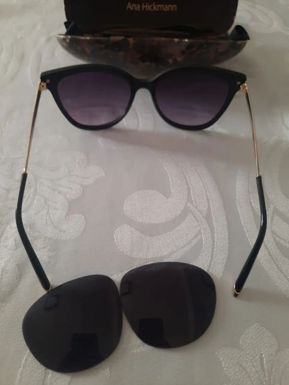Óculos Ana Hickmann Preto com Lentes Extras - Foto 4