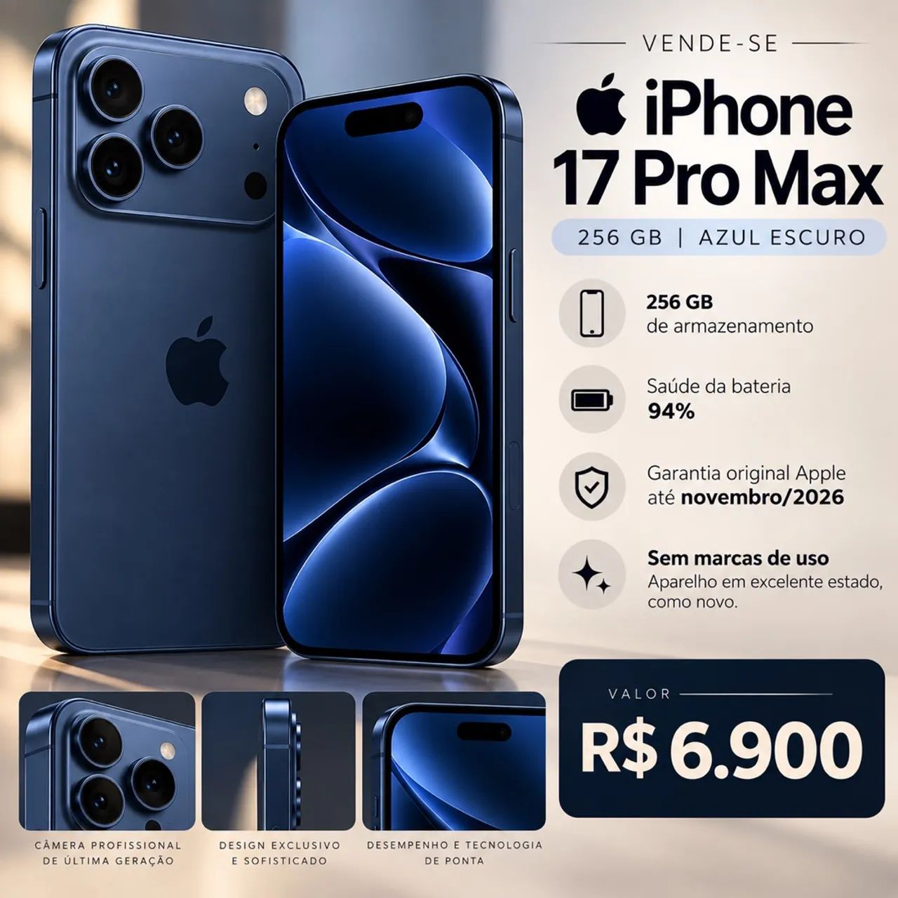 Vendo iPhone 17 Pro Max Azul