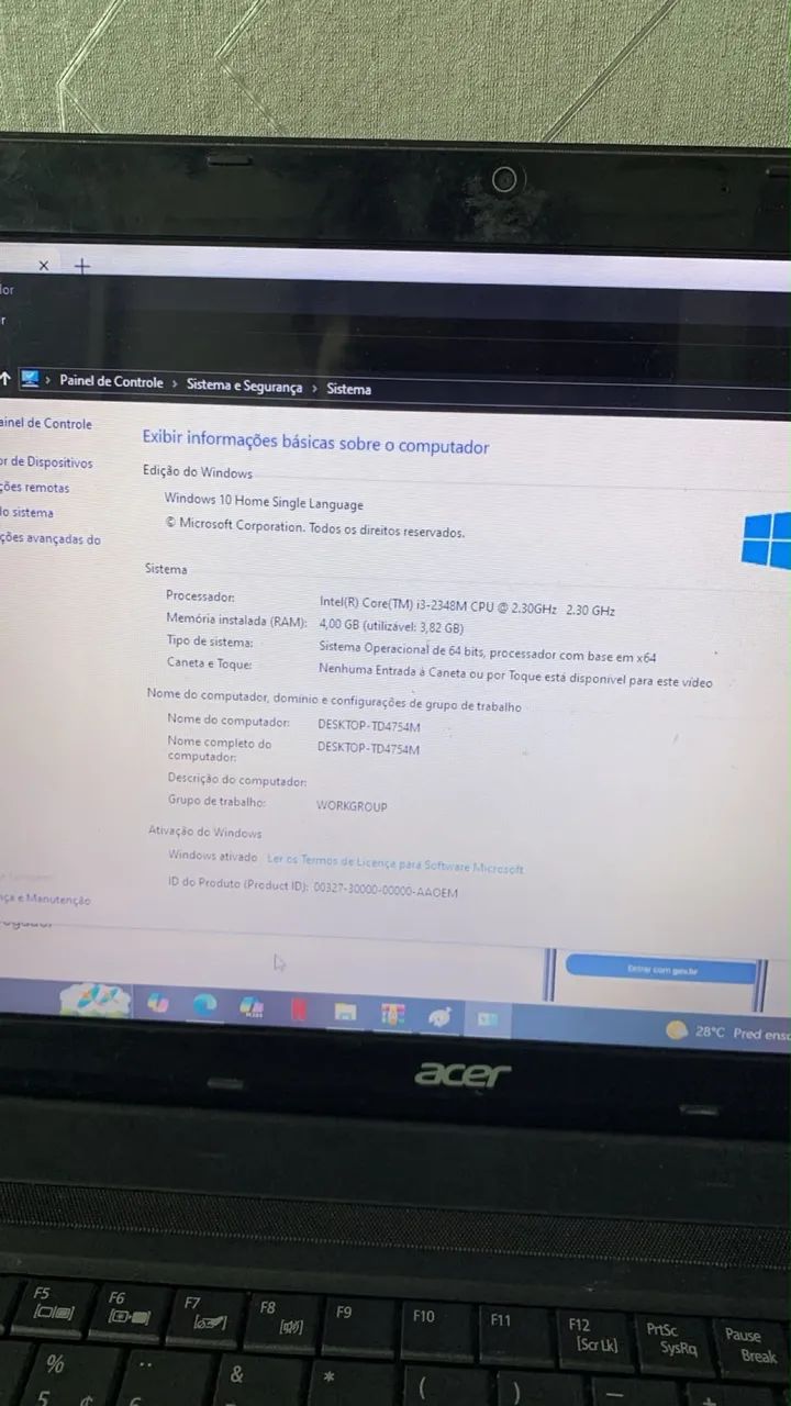 Nootbook acer 