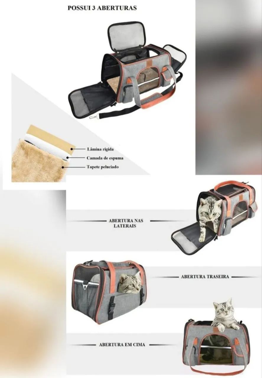 BOLSA DE TRANSPORTE PARA CÃES E GATOS - Foto 4