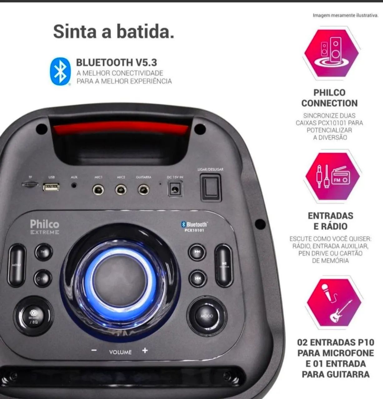 Caixa de Som Philco PCX10101, 2000W, Bateria 20h - Foto 3