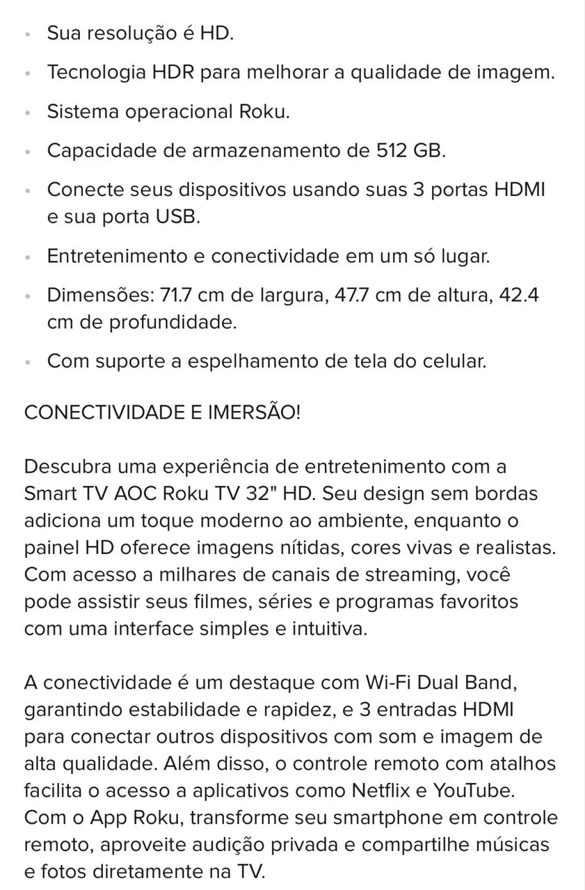 Tv AOC 32 sistema roku zerada - Foto 5