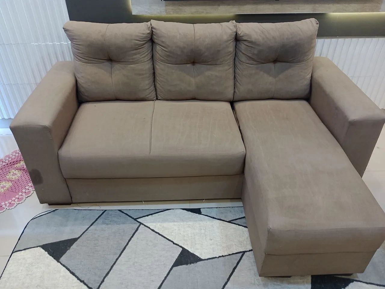 Sofá Chaise Desmontável Marrom  - Foto 3