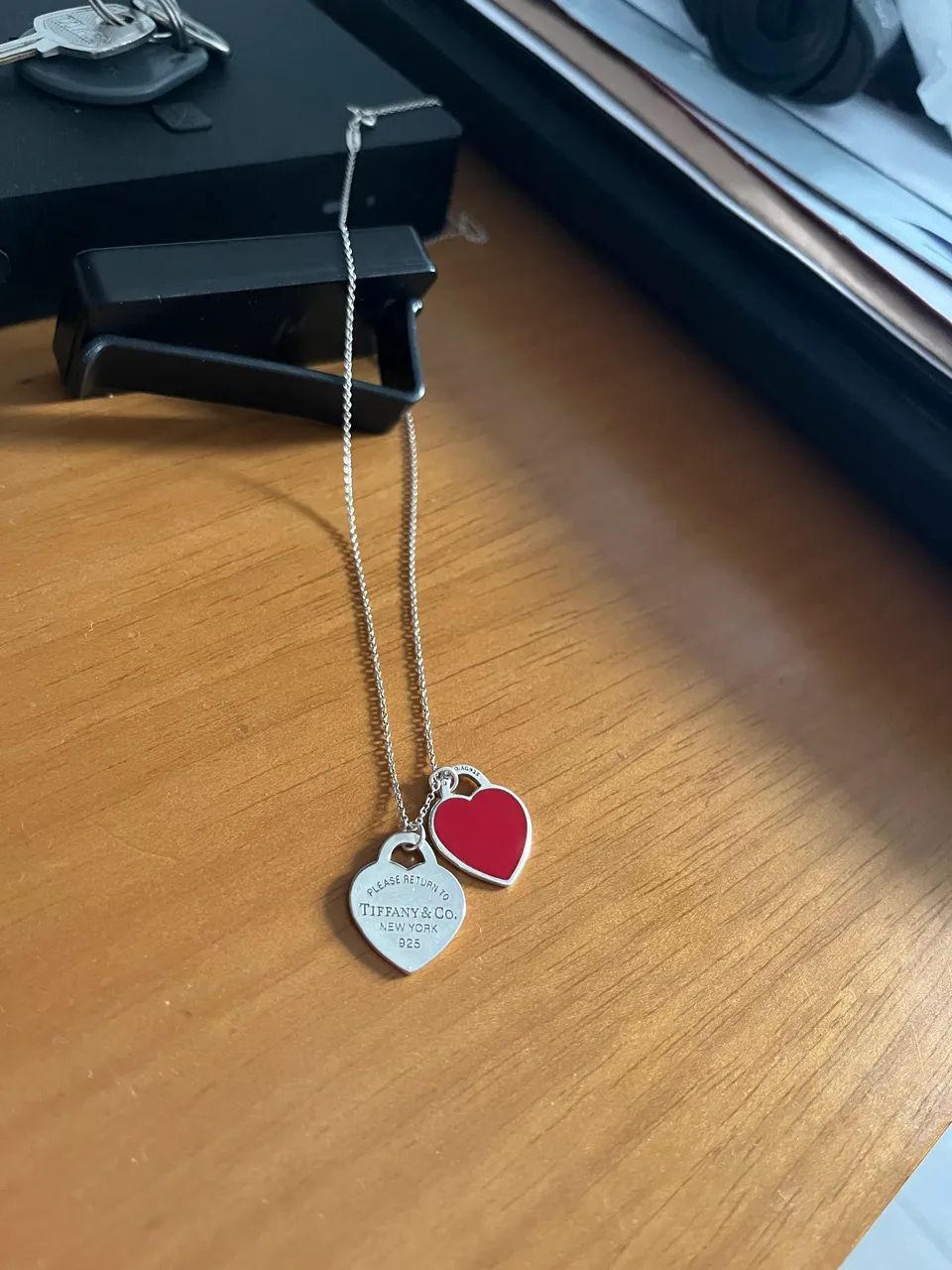 Colar coração duplo vermelho Tiffany