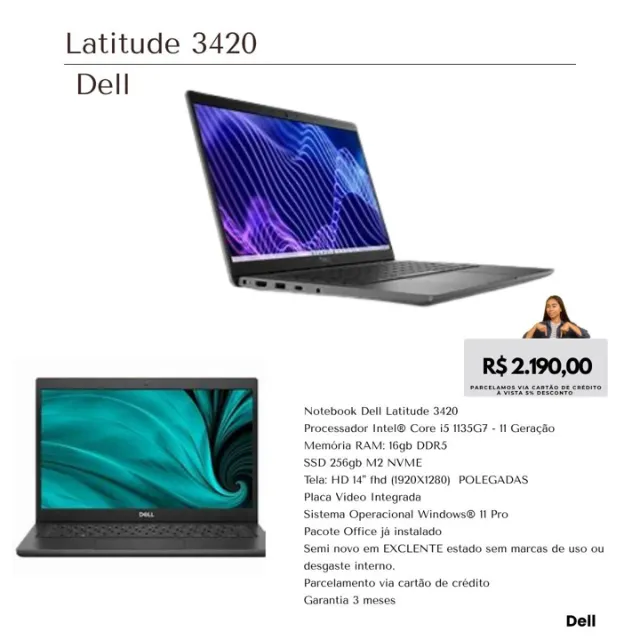Dell Latitude 3420 | i5 11ª Geração | 16GB RAM | SSD 256GB