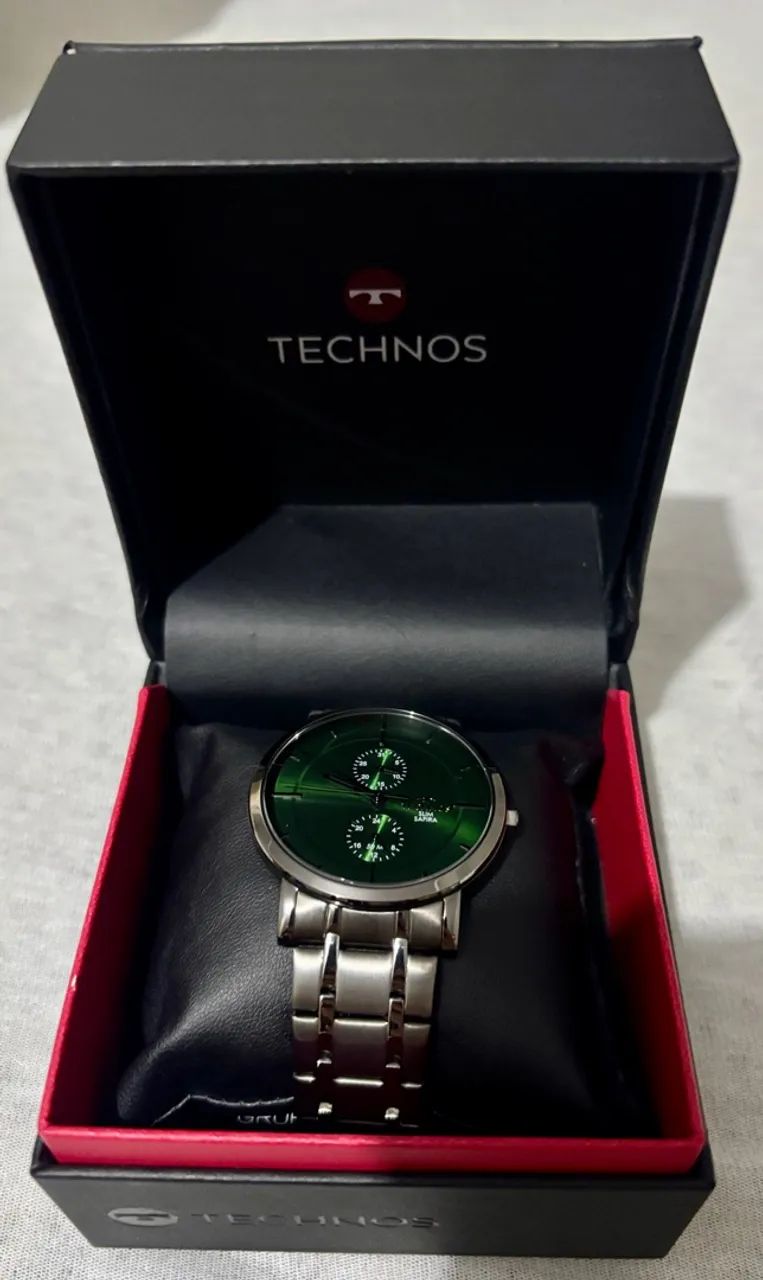 Relógio Technos Slim Safira Masculino - Verde - Foto 3
