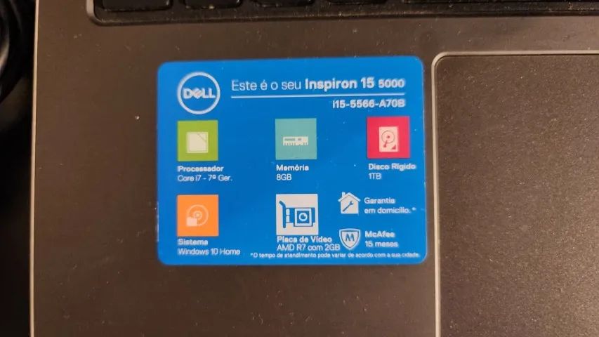 Notebook Dell I7 7a Geração