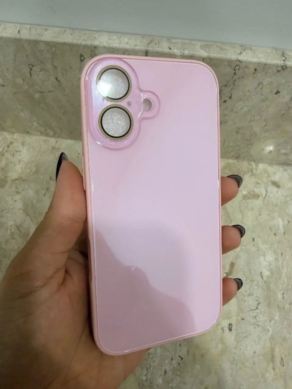 Capinha IPhone 17 rosa espelhada - Foto 5