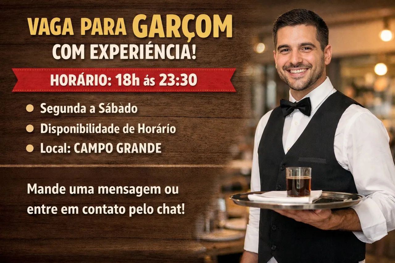 Vaga p/ garçom com experiência 