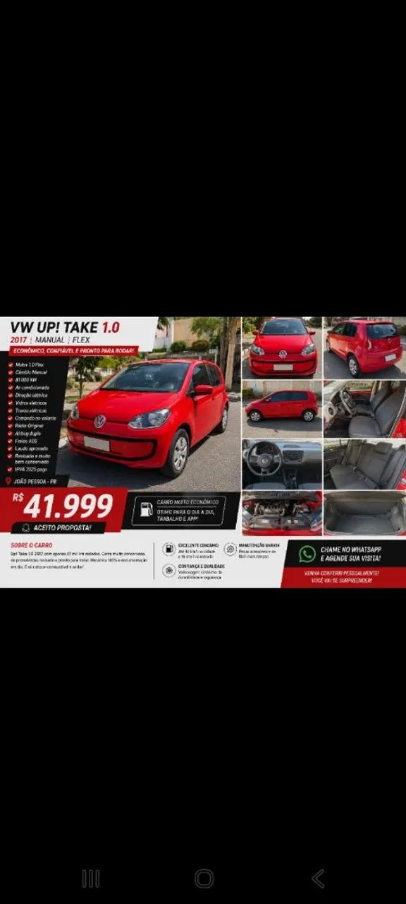 Volkswagen Up! up! take 1.0 Total Flex 12V 5p 2017