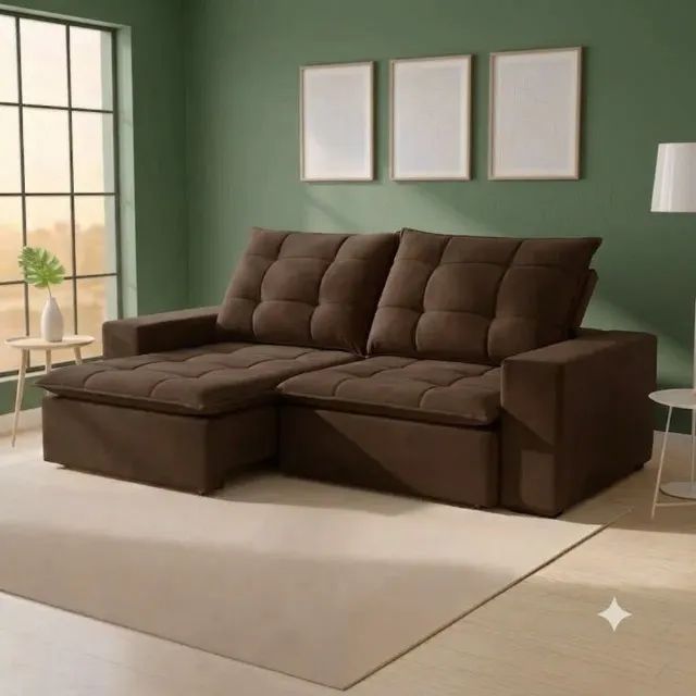 Sofá Retrátil e Reclinável Angra Marrom 2,32m