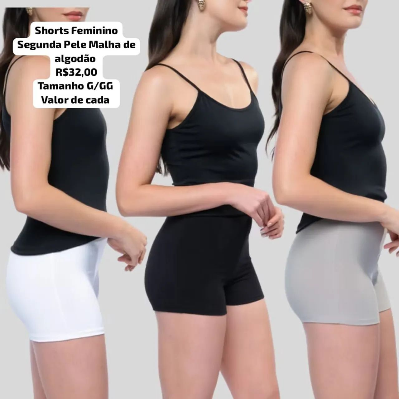 Shorts Feminino Segunda Pele Malha Liso 