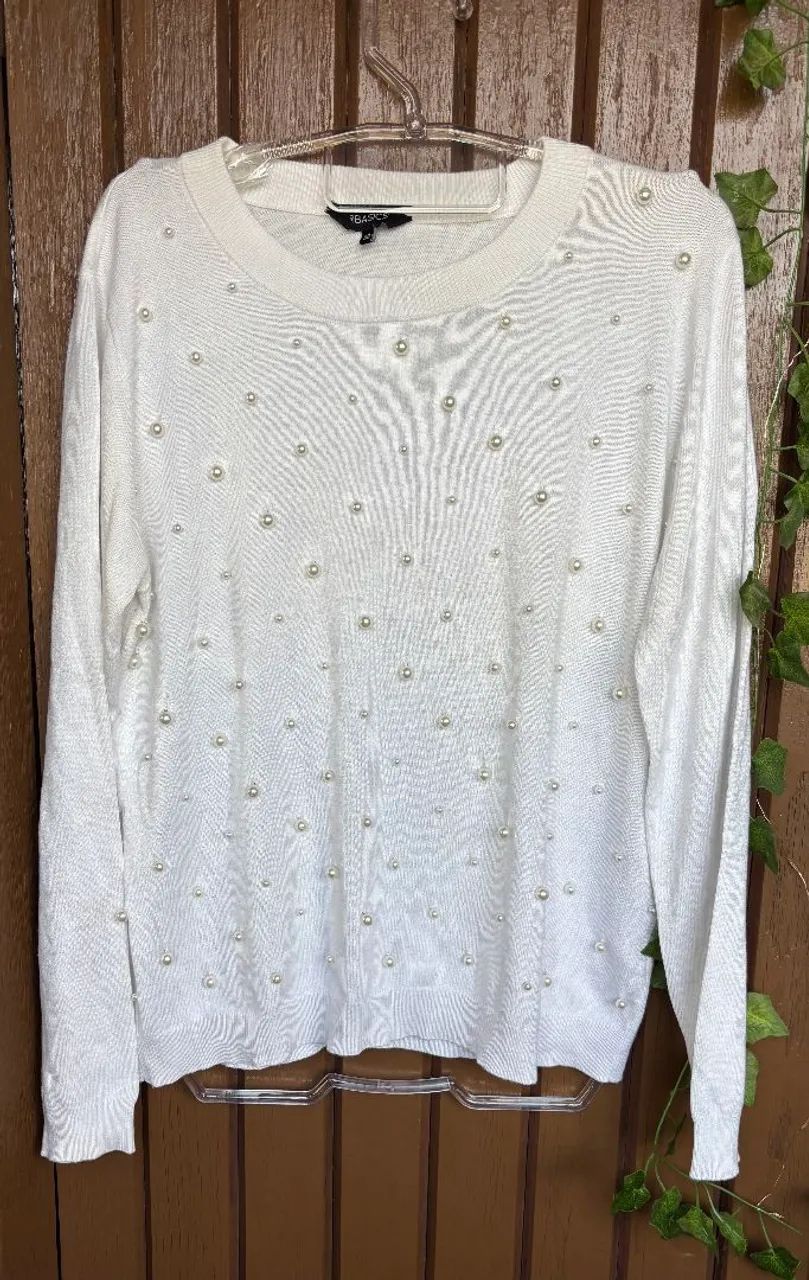 blusa de tricô feminina branca com pérolas YSC
