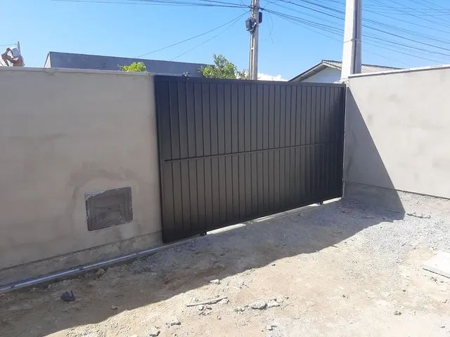 Portao de correr novo medidas 3.44x2.00 aço galvanizado chapa embutida pintura epox - Foto 3