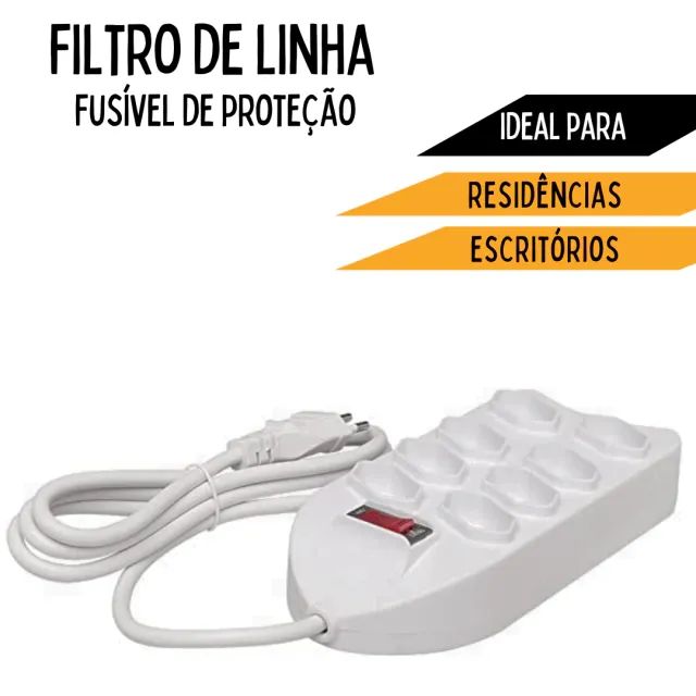 extensão elétrica 8 tomadas bivolt universal régua cabo 1,5 _ cs557 - Foto 2