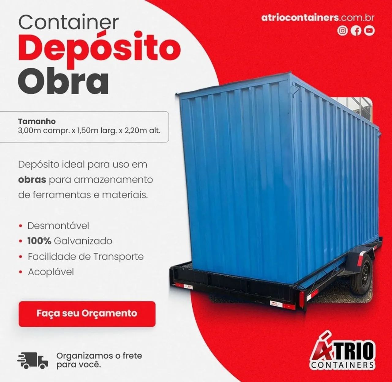 Containers obra 3 metros Galvanizados