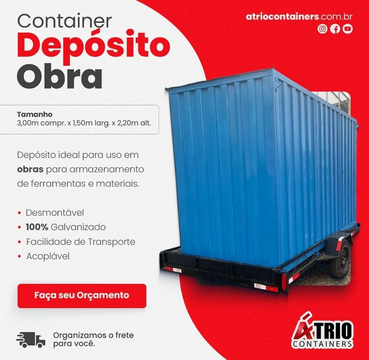 Containers obra 3 metros Galvanizados