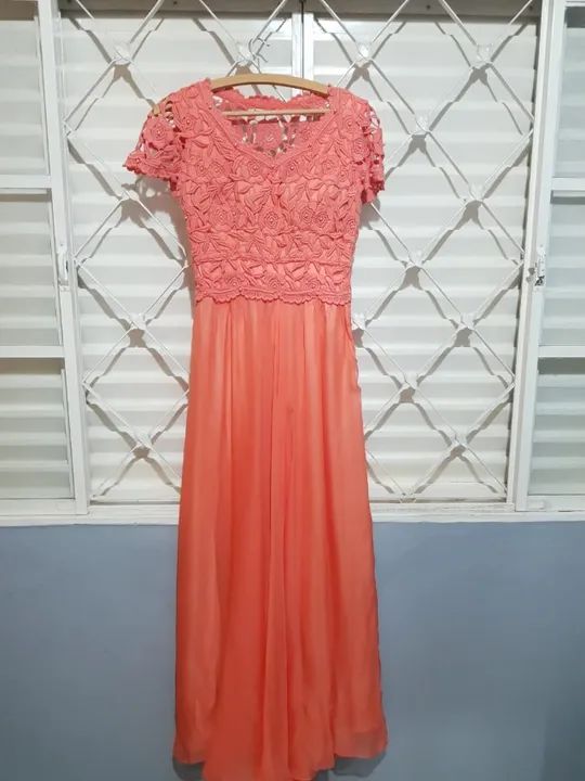 Vestido madrinha cor laranja / salmão P - Foto 2