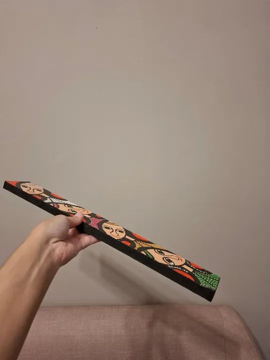 Adorno decorativo artesanal novo talhado em madeira comprado em Olinda (PE) p/ parede - Foto 5