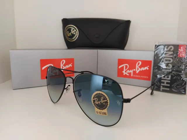 Óculos Ray-Ban Aviador RB3025 prata lente degradê fumê