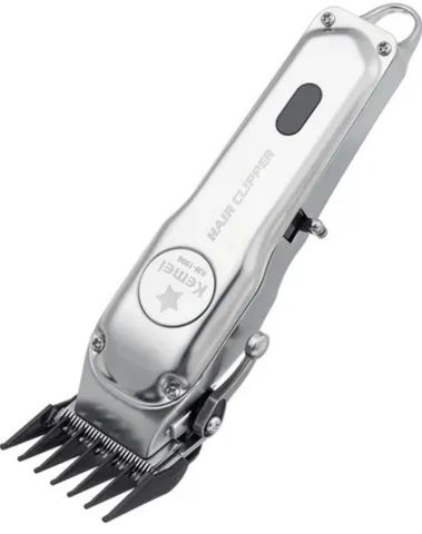 Máquina De Cortar Cabelo Kemei Profissional Km-1996 Prata - Foto 4