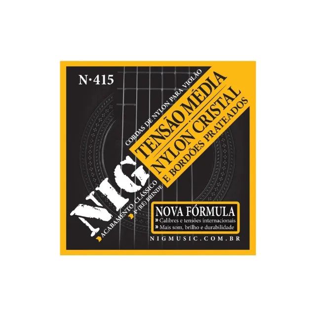 Encordoamento Cordas Violão Nylon NIG Cristal - Tensão Média