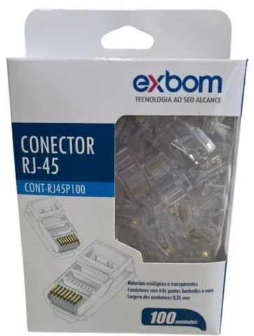 Kit 100 Conector Rj45 Cabo Rede Lan Plug Ethernet Cat5e