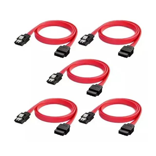 Kit Cabo de Dados SATA II 180º 5UND 3GBs PlusCable PC-CBST04 com Trava - WZetta