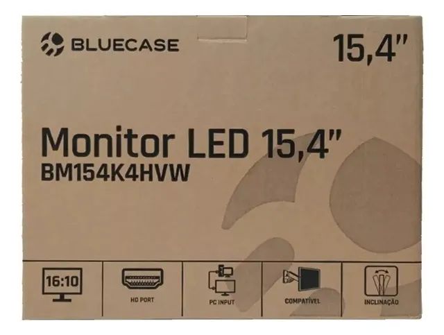 Monitor 15,4 Preto Led Bluecase Wxga/hdmi/vga/vesa Bm154k4hvw - Loja Coimbra Computadores  - Foto 3
