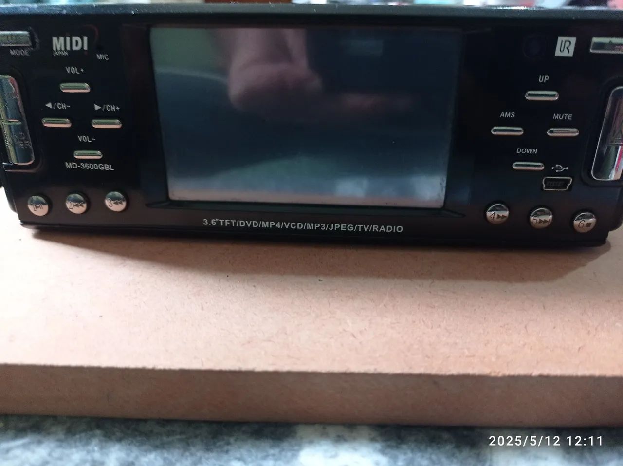 Som automotivo 3.6 TFT DVD MP4 VCD MP3 JPEG TV Rádio MD-3600GBL