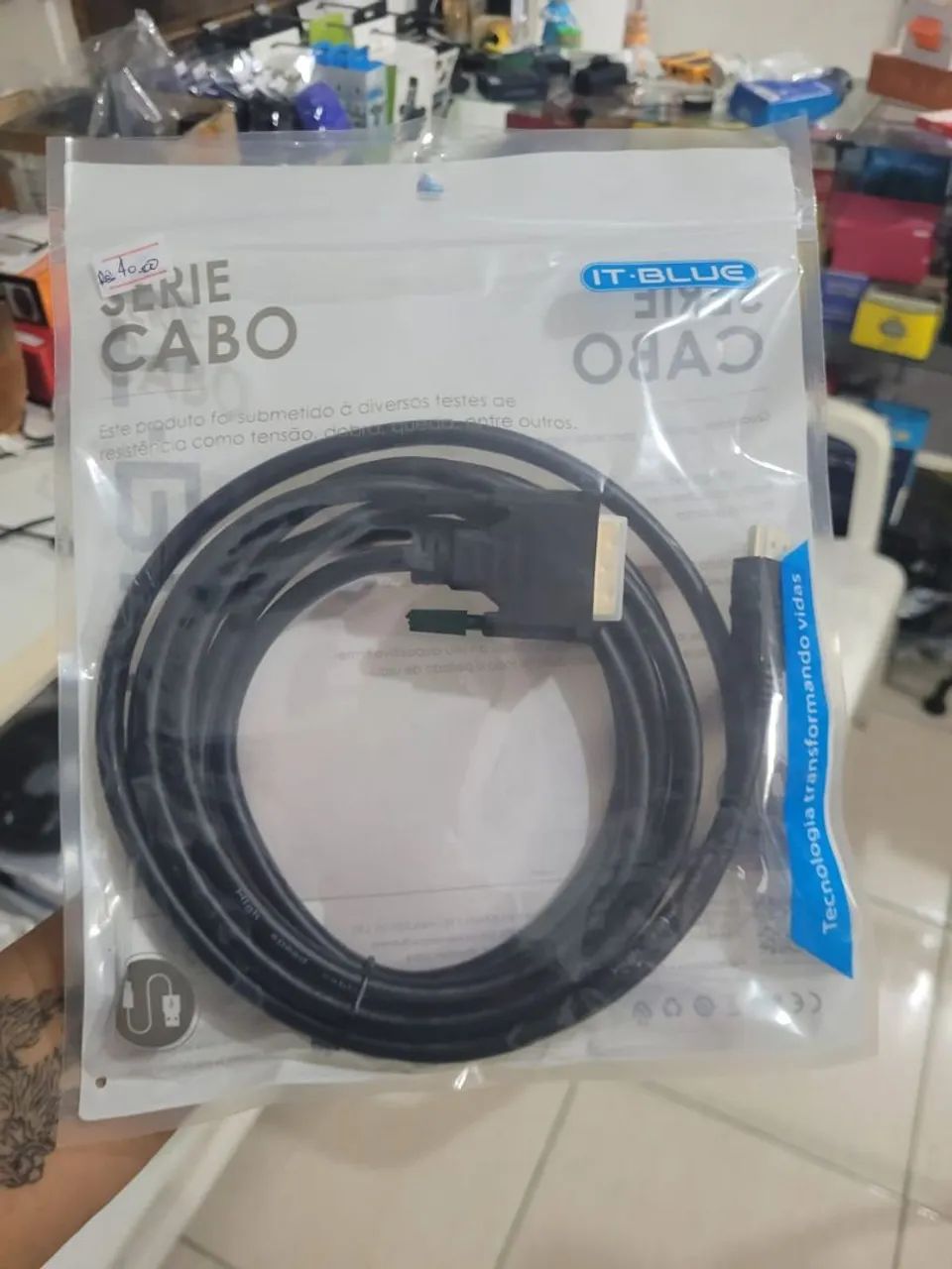Cabo de Vídeo DVI x HDMI 3 metros dourado - R$40,00 - Foto 6