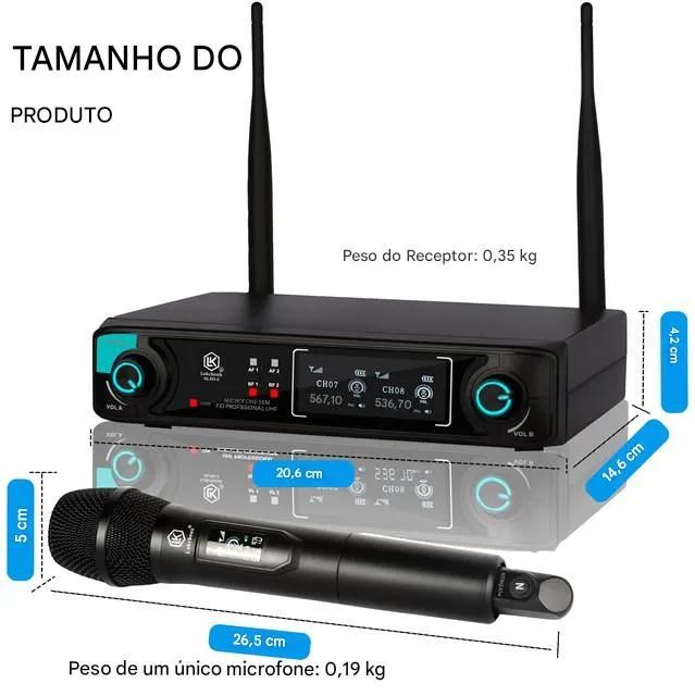 Sistema de Microfone Sem Fio UHF Duplo GLXD-2 Pro - Karaoke, Igrejas - Foto 4