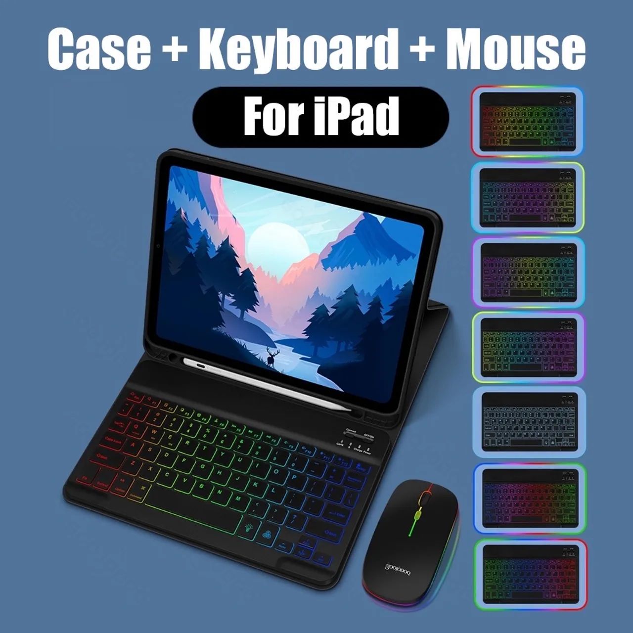 Case + Teclado + Mouse Para iPad 10,2