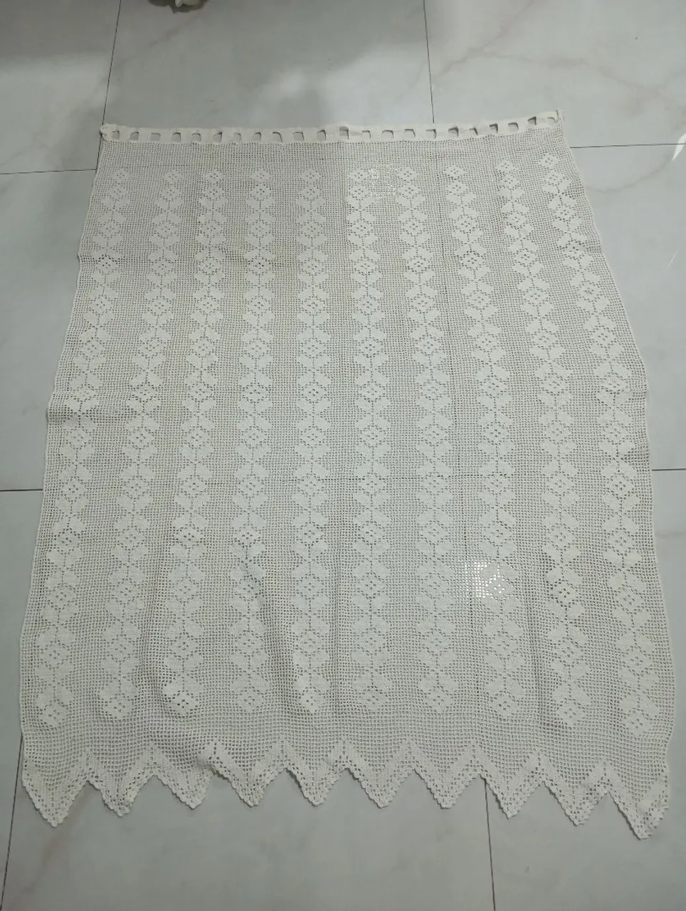 Cortina de crochê creme