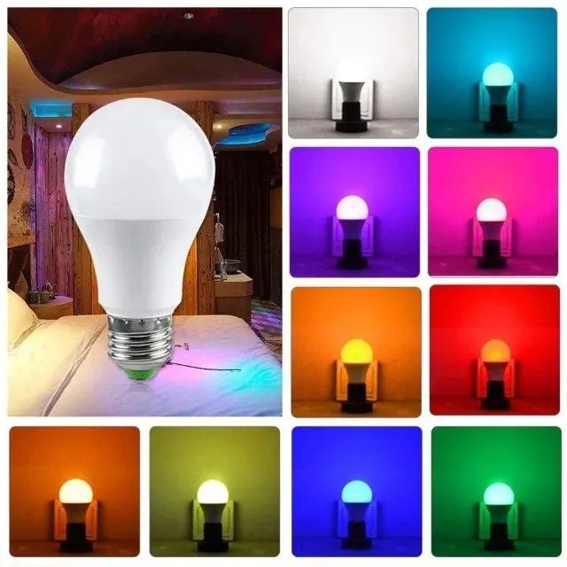KIT 4 Lâmpadas Led RGB 16 Cores 5W Bivolt E27 +Controle Remoto - QUATRO UNIDADES+ CONTROLE - Foto 3