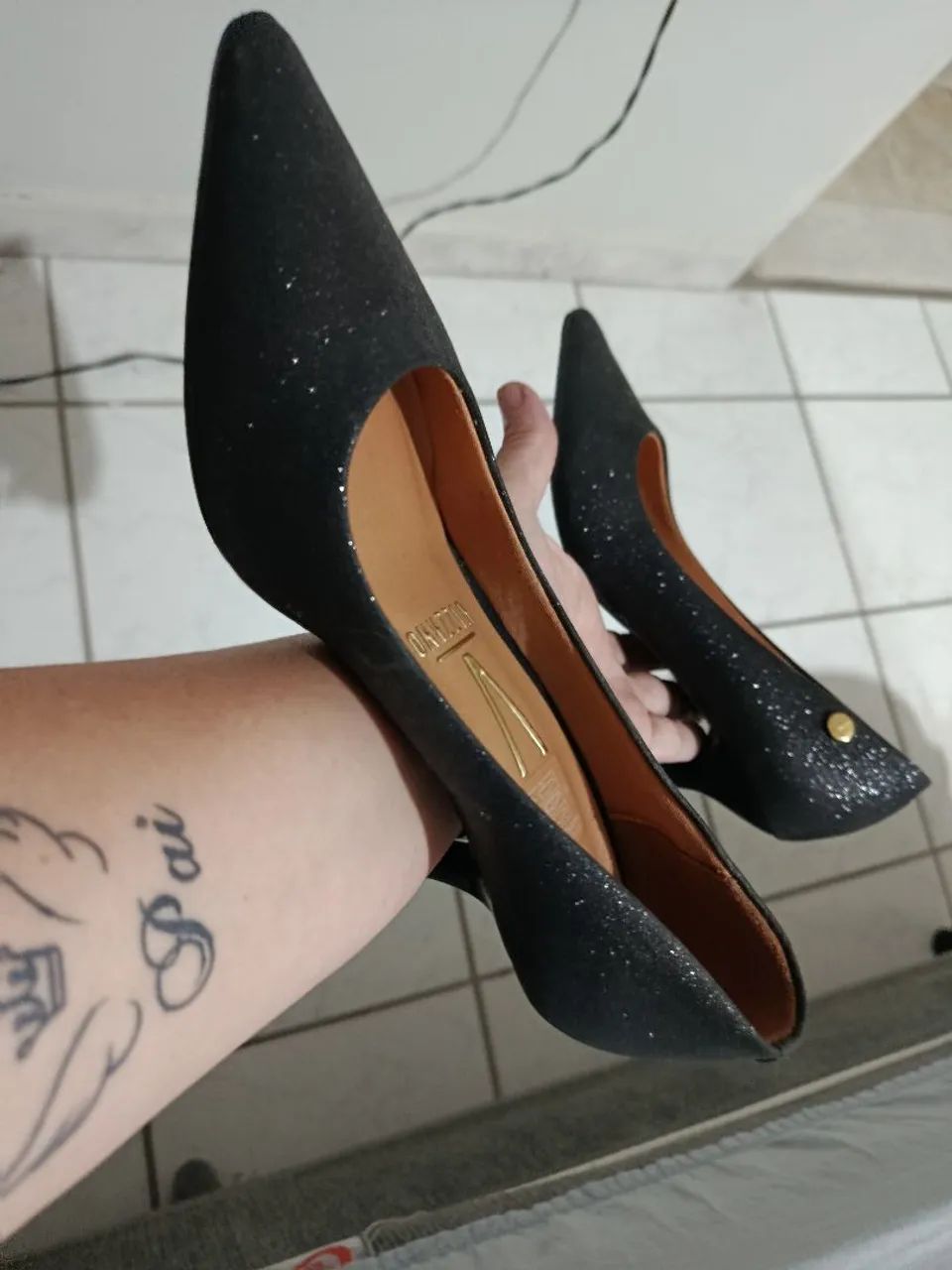 Scarpin Preto Glitter Vizzano - Foto 2