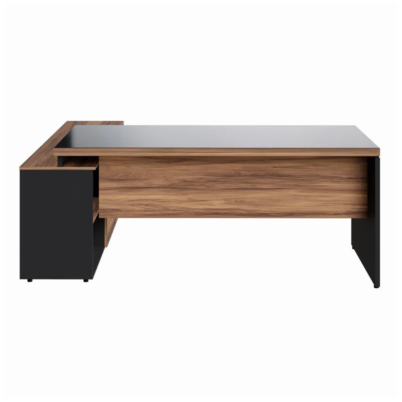 Mesa com TAMPO DE VIDRO de Escritório em L com Gavetas e Armário - Foto 5